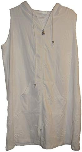 Dotti Women's Knits My Mi-Shell Zip Up Hoodie Tunic Swim Cover Up White L