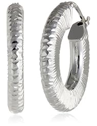 Sterling Silver 1" Diamond Cut Hoop Earrings