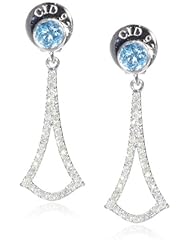 Badgley Mischka Fine Jewelry Blue Topaz and White Diamonds with Top Arabesque Drop Earrings