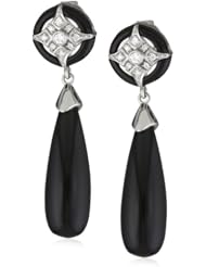 Badgley Mischka Fine Jewelry Special Cut Onyx and White Diamond Drop Earrings