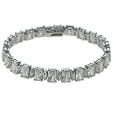 Sterling Silver Multi-Stone Princess-Cut Cubic Zirconia Bracelet by Charles Winston, 7.25"