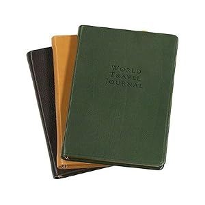 World Travel Journal, Genuine Calfskin Leather, 6"