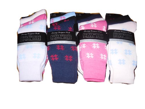 3 pairs ladies BRUSHED THERMAL DESIGN SOCKS/pattern