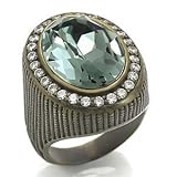 Size 10 London Blue Crystal Brass Antique Copper Ring