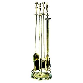 5 Pc. Solid Brass Fireset With Ball Handles by Uniflame