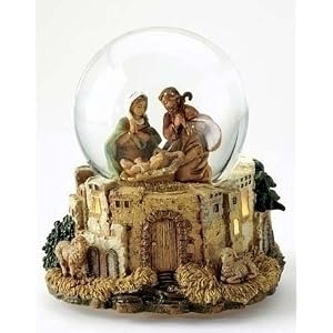 Click to buy Italian Christmas decorations   : Set of 2 Fontanini musical lighted nativity glitterdomes from Amazon!