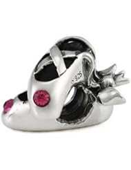 Ohm Sterling Silver Cubic Zirconia Ballet Shoes Bead Charm