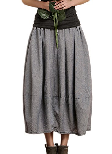 Notting hill 春夏 大人 レディース スカート バルーン ロング丈 ゆるふわ リネン カジュアル シンプル かわいい ナチュラル 美人 きれいめ グレー サイズ S〜2XL SSK-0120
