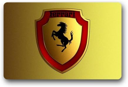 LaHuo Ferrari Raging Horse Logo For Racing Fans Custom Design Doormats Outdoor Indoor Stairs Bath Front Door Small Rug Machine-Washable Neoprene Rubber Doormat 30"(L) x 18"(W)