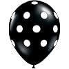 Onyx Black Polka Dot White Spots 11" Latex Balloons x 5