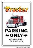 TRUCKER ~Sign~ parking street semi truck driver 18 gift