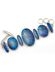 Sterling Silver Paua Abalone Shell Bracelet Natural Shell Peacock Quality Oval