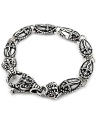 Twisted Blade Silver Large Oval Dagger Bracelet With Fancy Clasp 8 Inch