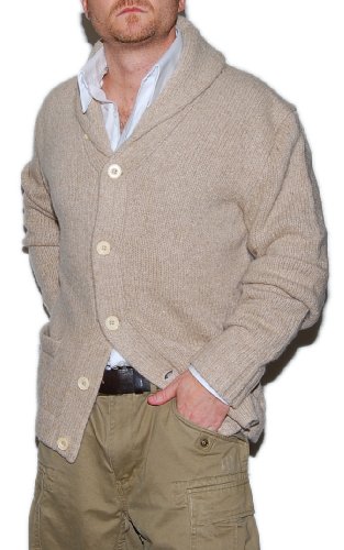 Polo Ralph Lauren Mens Cashmere Shawl Sweater Cardigan Khaki Large