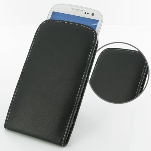Samsung Galaxy S3 siii leather case - Vertical Pouch Type (NO Belt Clip) (Black) GT-i9300 - PDair