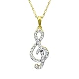  : 10k Yellow Gold Diamond Music Note Pendant (1/5 cttw, I-J Color, I3 Clarity), 18"