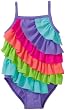 Flapdoodles Toddler Girls Nautical Ruffle One Piece Suit