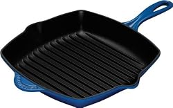 Le Creuset Enameled Cast-Iron 10-1/4-Inch Square Skillet Grill, Cobalt