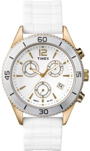Timex Women's Elevated Classics T2N827 White Silicone Quartz Watch with White Dial
