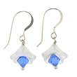 Anna Perrone White & Blue Glass Flower Earrings Finished with .925 Sterling Silver