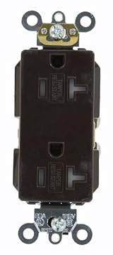 20 Amp, Decora Plus Duplex Receptacle, Tamper Resistant, Straight Blade, Commercial Grade, 125 Volt, Self Grounding, Brown/Black/Gray/Ivory/Light Almond/White, TDR20