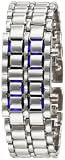 GGI International Womens WLed-Lava-SB Silver Stainless Steel Lava Blue LED Digital Bracelet Watch