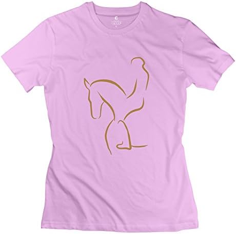 Funny Dressage Stick Figure Riding Horse Crew-Neck Woman's Tshirt Pink Size XXL