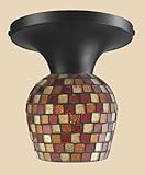 Celina 1-Light Semi-Flush In Dark Rust And Multi Fusion Glass