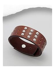 Brown Leather Bracelet In White Base