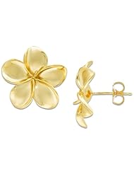 Plumeria Earrings in 14K Yellow Gold - 18mm
