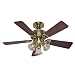 Hunter 20430 Beacon Hill Three-Light 42-Inch Five-Blade Ceiling Fan, Antique Brass with Clear Globes