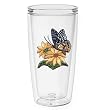 Butterfly w/Yellow Flowers 16 oz Insulated Beverage Tumbler, Clear