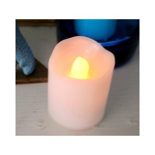 Set of 4 Battery Operated Flickering Melted Edge Votive Everlasting Candle