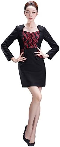 TISDG Women's Fashionable Black Long Sleeve Office Lady Mini Wrap Dress (4-6)