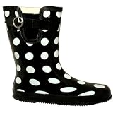 New Womens Black Spot Wellington Wellies Boots Sz 3-8