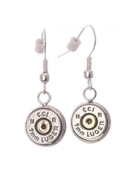 Jewelry: 9mm Nickel Bullet Dangle Earring - 2 Monkey Trading
