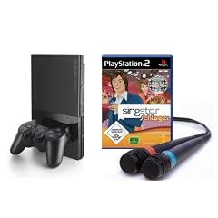 PlayStation 2 - PS2 Konsole, black inkl. SingStar Schlager + Mikrofone