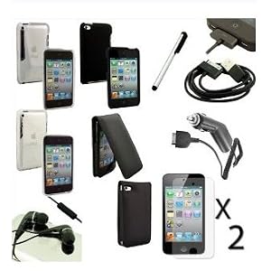 Apple iPod Touch 4th Gen 4G 10pc Accessory Case Charger Headphone Bundle