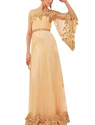 Mesh Beaded Sequined Lace Cocktail Floor Length Long Sleeves One Shoulder Evening Dress/Homecoming Dress/Pageant Dress/Prom Dress/Party Dress/Wedding Dress 