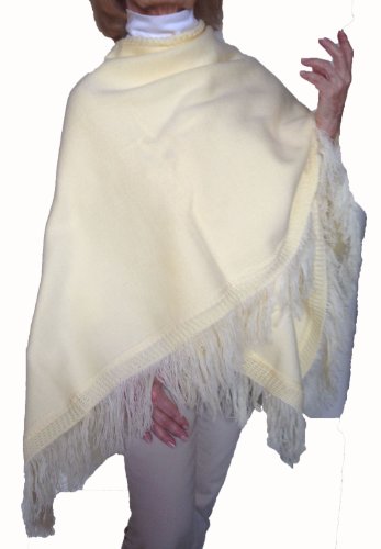 Warm Sexy Soft 100% Alpaca Wool Poncho Coat Cape Stylish Solid Cream Color