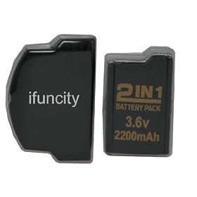 2 in 1 Lithium Rechargeable Battery Pack and Back Cover for PSP 2000 (2200 mAh)