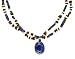 Two lines of Lapis and Bone beads with 0.75 Lapis Pendant 18 Silver plated hook