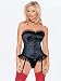  : SeXy Black Satin Corset Zipper Front With Lace up Back Garters