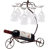 Vintage Parisian Style Bronze Tricycle 6 Wine Glass and Bottle Server Display Rack Table Top Organizer Stand - MyGift&reg;