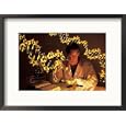 Biochemist at Work with Molecules in Background Framed Photographic Poster Print by Jacob Halaska, 21x17
