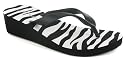 Platino "Zebra" Ladies Zebra Print Wedge Flip Flops - Black / White