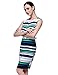 OMEYA.WANSHIDA.Women Office Sleeveless Belt Stripe Bodycon Pencil Mini Dress