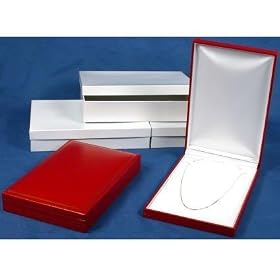 3 Red Leather Necklace Boxes Gift Showcase Displays