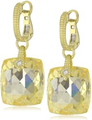 Judith Ripka "La Petite" Cushion Stone On Wire Canary Earrings