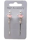 2 Pink Enamel Ballerina Hair Grips IN9545